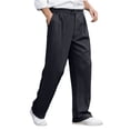 thumbnail image 6 of PNTUTB Men's Casual Solid Color Pleated Drapey Button Fly Zipper Loose Comfortable Straight Leg Trousers with Pockets, 6 of 6