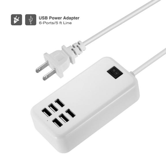 NefLaca 6 Port USB Hub Fast Wall Charger Station Multi-Function Desktop DC5V 6A AC Power Adapter