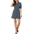 thumbnail image 2 of Unique Bargains Robe Chemise à Manches Courtes à Volants pour Femmes, 2 of 5