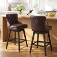 thumbnail image 3 of Fahomiss Swivel Bar Stools Counter Height Set of 2, 26" Faux Leather Kitchen Island Stools with Back, Brown, 3 of 10