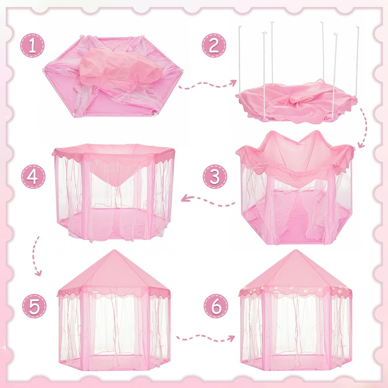 BSHAPPLUS Big Princess Castle Tent, 53x55 inch, House for Children