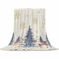 thumbnail image 2 of Christmas Throw Flannel Blanket 50x80In Blue Christmas Tree Deer Snowflake Vintage Super Soft Cozy Bed Blanket, Lightweight Plush Fuzzy Bed Throw for Bedroom Sofa Couch Living Room, 2 of 4