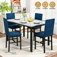 thumbnail image 3 of AWQM 5 Piece Modern Faux Marble & Metal Dining Table Set, White/Blue, 3 of 8
