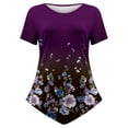 thumbnail image 5 of USSUMA Womens Blouses and Tops Dressy Women Classic Summer Floral Print Short Sleeve Plus Tunics Irregular Hem Tunic Tops Flowy Blouses Shirt Ladies Tops Trendy, 5 of 7