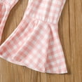 thumbnail image 6 of Mercatoo Toddler Girls Sleeveless Stripe Sling Tops + Plaid Printed Bell Bottoms Outfits Baby Girls Summer Beach Casual Set, 6 of 7