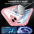 thumbnail image 4 of ShellTech Designed for iPhone 17 Magnetic PC+TPU Case Military Grade Rugged 360 Full Body Built in Screen Protector Heavy Duty Shockproof Compatible with MagSafe Clear Cover,Pink, 4 of 5