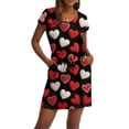 thumbnail image 5 of Women s Casual Valentine Heart Print Dress V Neck Short Sleeve Drawstring Waist with Pockets Soft Comfortable Loungewear Nightgown for Home Daily Wear Multiple Colors, 5 of 5
