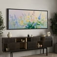 thumbnail image 3 of Large Framed Canvas Print Wildflower Meadow ImpressionistWall Art Decorative Ready to Hang Painting for Living room Bedroom 60x30 inches Black Frame, 3 of 9