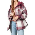 thumbnail image 2 of hirigin Women Plaid Shirt Jacket Casual Long Sleeve Button Down Hooded Jacket with Pockets Fall Clothes, 2 of 5