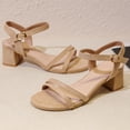 thumbnail image 4 of DADAWEN Women Chunky Sandals Open Toe Heels Nude Sandals Ankle Strap 8 US, 4 of 5