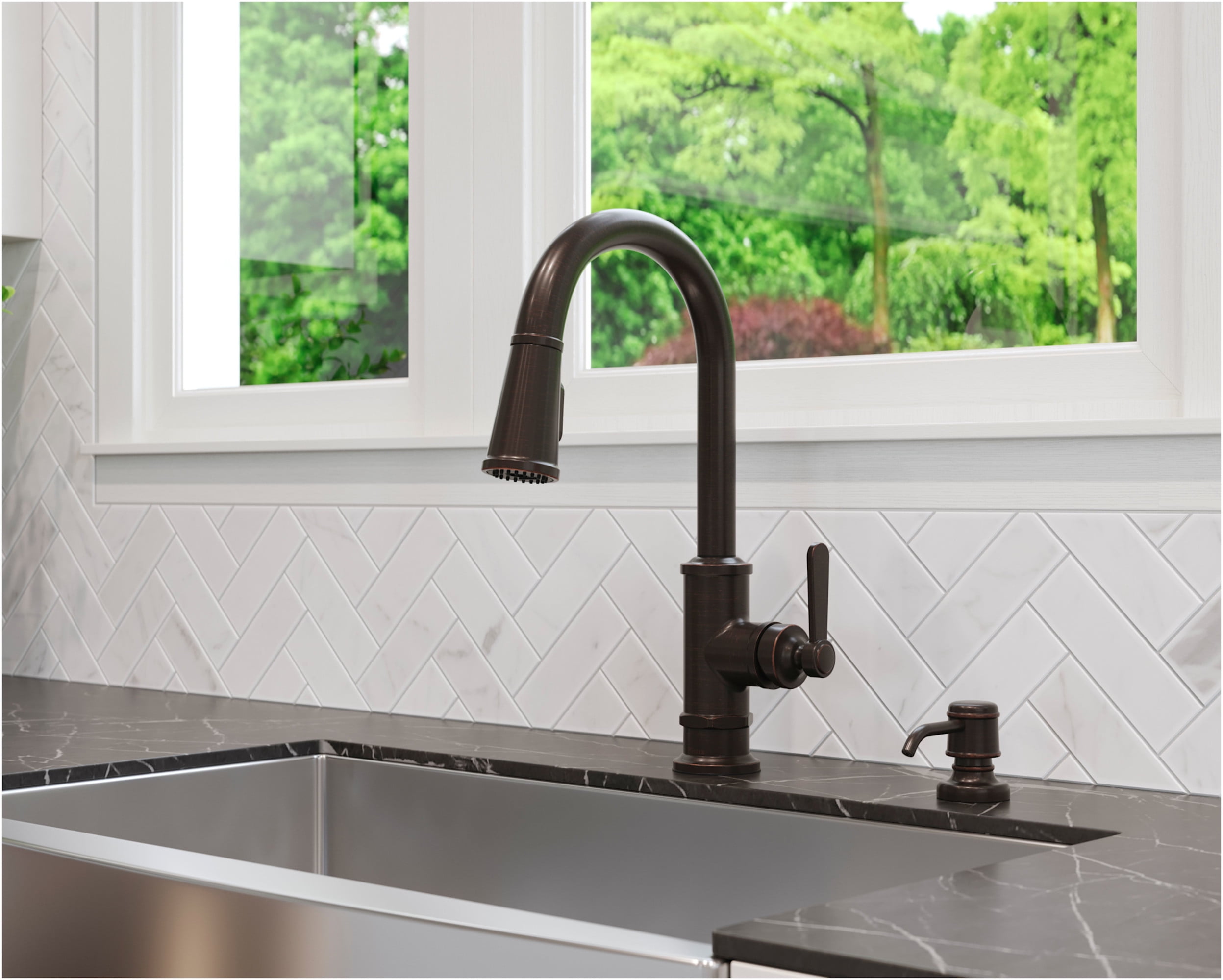 Pfister KSD-TDY Port Haven Deck Mounted Soap Dispenser - Bronze