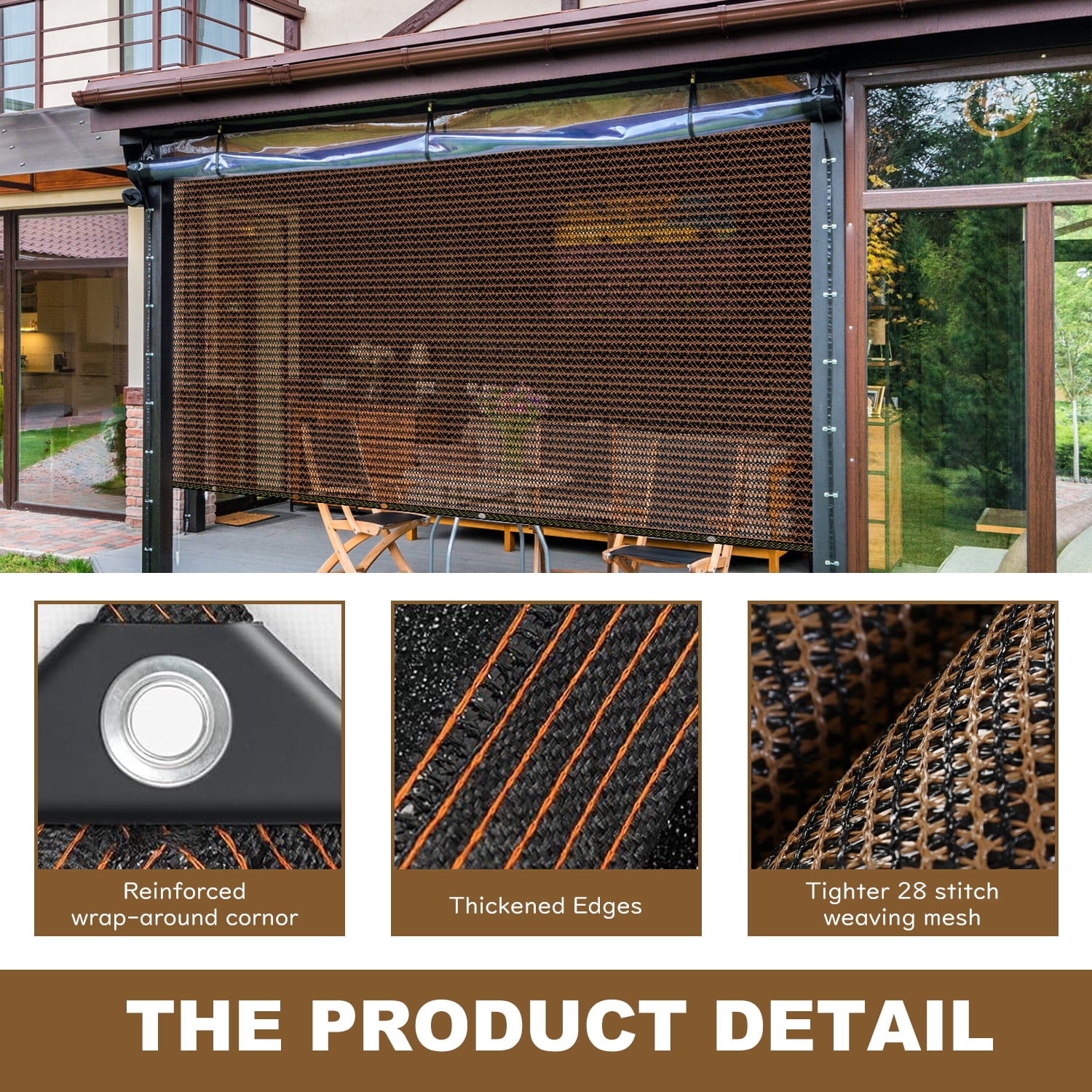 10X 12FT Shade Cloth, UV Protection Sun Shade Cloth Taped Edge Sun-Block Mesh Shade With Rope for Patio Garden Pergola(coffee)