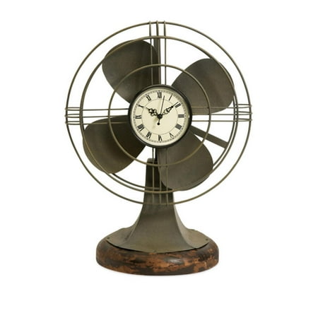 17 5 Decorative Retro Style Table Fan With Clock Face And Wood Base 17 5 Decorative Retro Style Table Fan With Clock Face And Wood Base