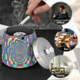 thumbnail image 4 of Yayeee Ashtray with Lid for Cigarette Smokeless Stainless Steel Home Ash Holder, Psychedelic Pattern, 4 of 7