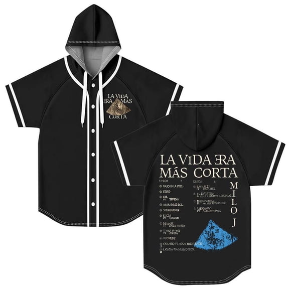 Milo J La Vida Era Mas Corta Merch Hooded Baseball Jersey Short Sleeve Shirt Women Men Crewneck Tee