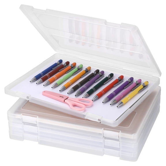 4 Pcs Scrapbook Paper Storage Box, 12.5 x 9.4 x 0.9 in Transparent Frosted Stackable Plastic Document Organizer for A4 Paper, Important Certificates, Craft Supplies, Home Office Use