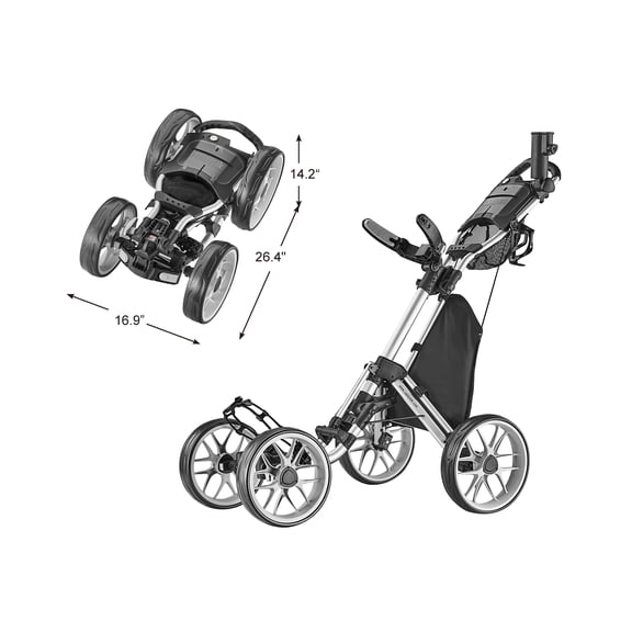Caddytek CaddyCruiser ONE V8 Golf Push Cart, Silver