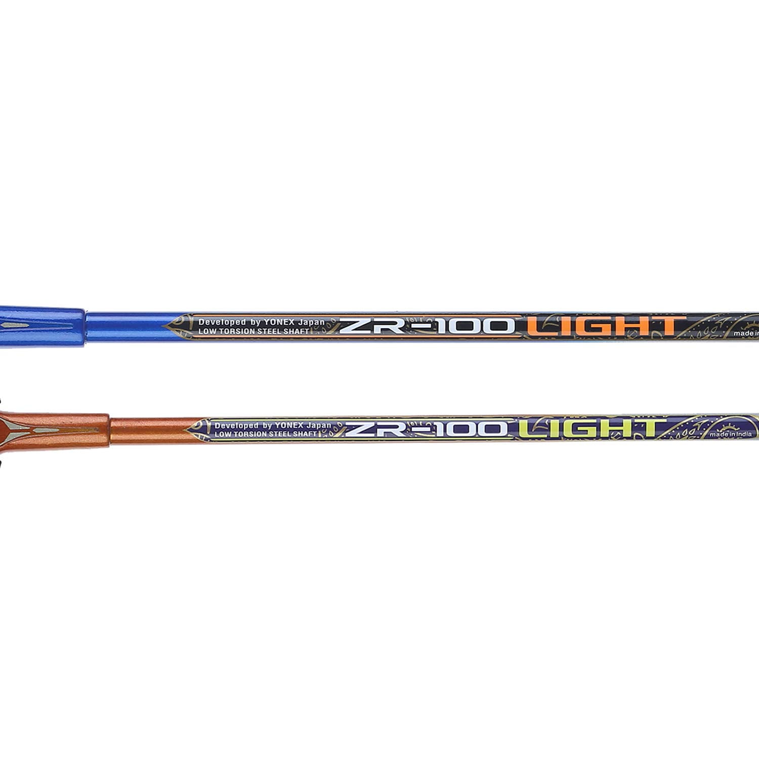 Yonex ZR 100 LIGHT Aluminium Badminton Racquet With Full Cover, Set Of 2 | Colour - Blue + Orange, Grip Size - G4 3 3/4 inches