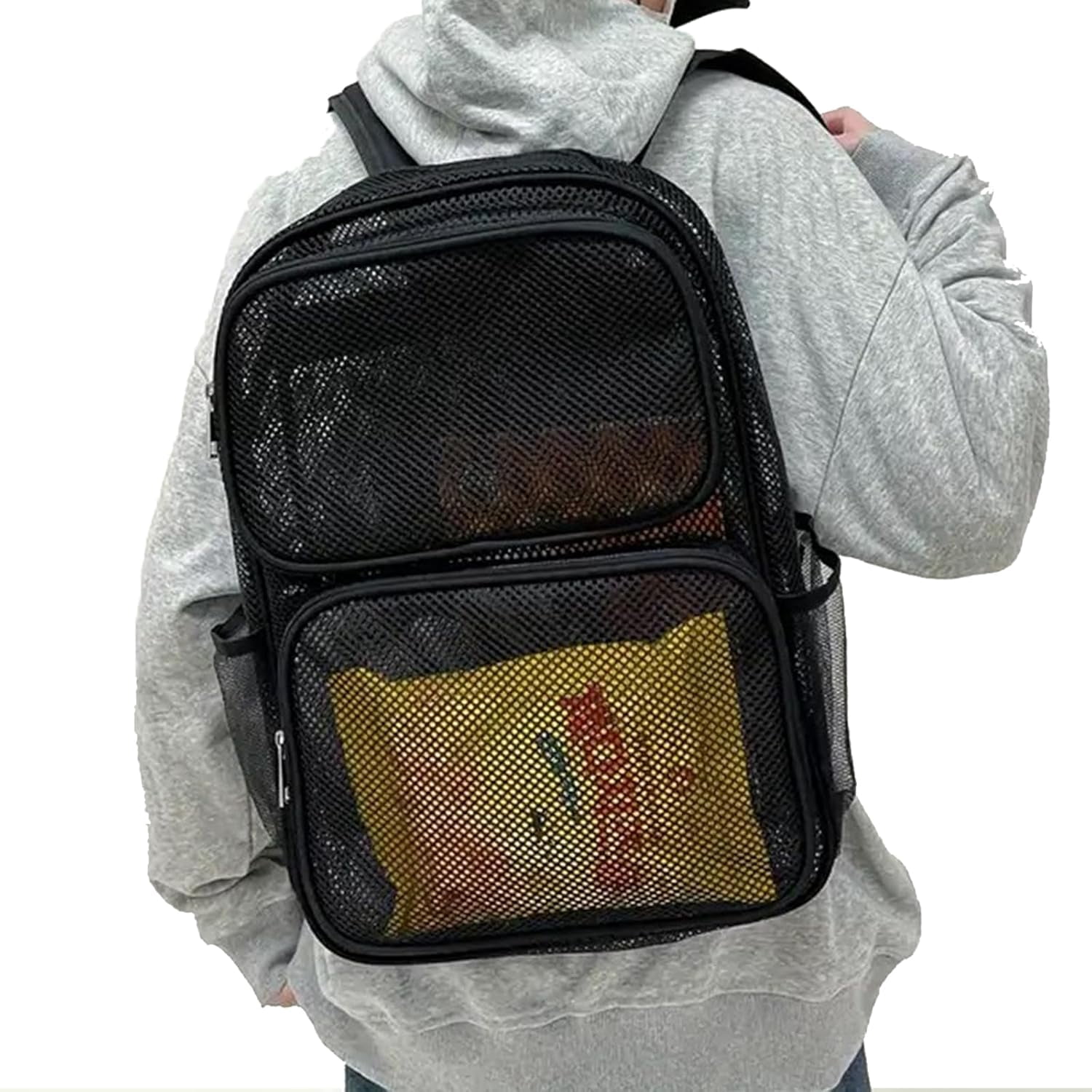 BTEPSGA Mesh Backpack for School Heavy Duty Mesh Book bag Mesh See Through Backpack for School Beach