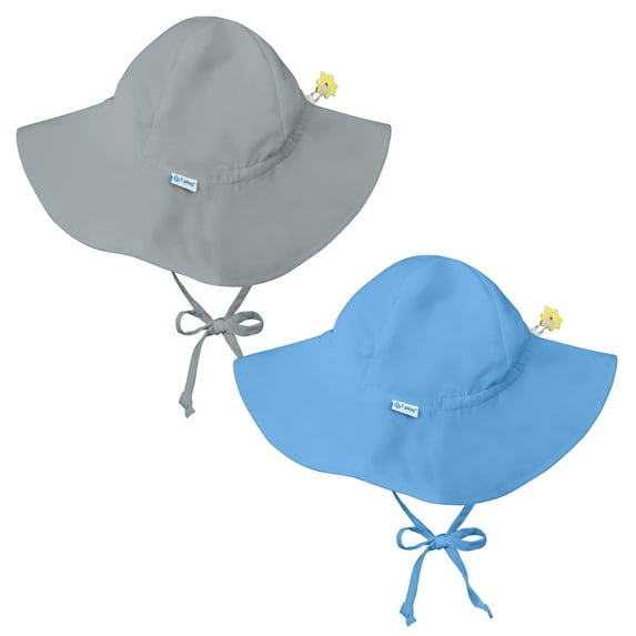 i play Baby and Toddler Brim Sun Protection Hat- Gray and Lt Blue - 2 Pack