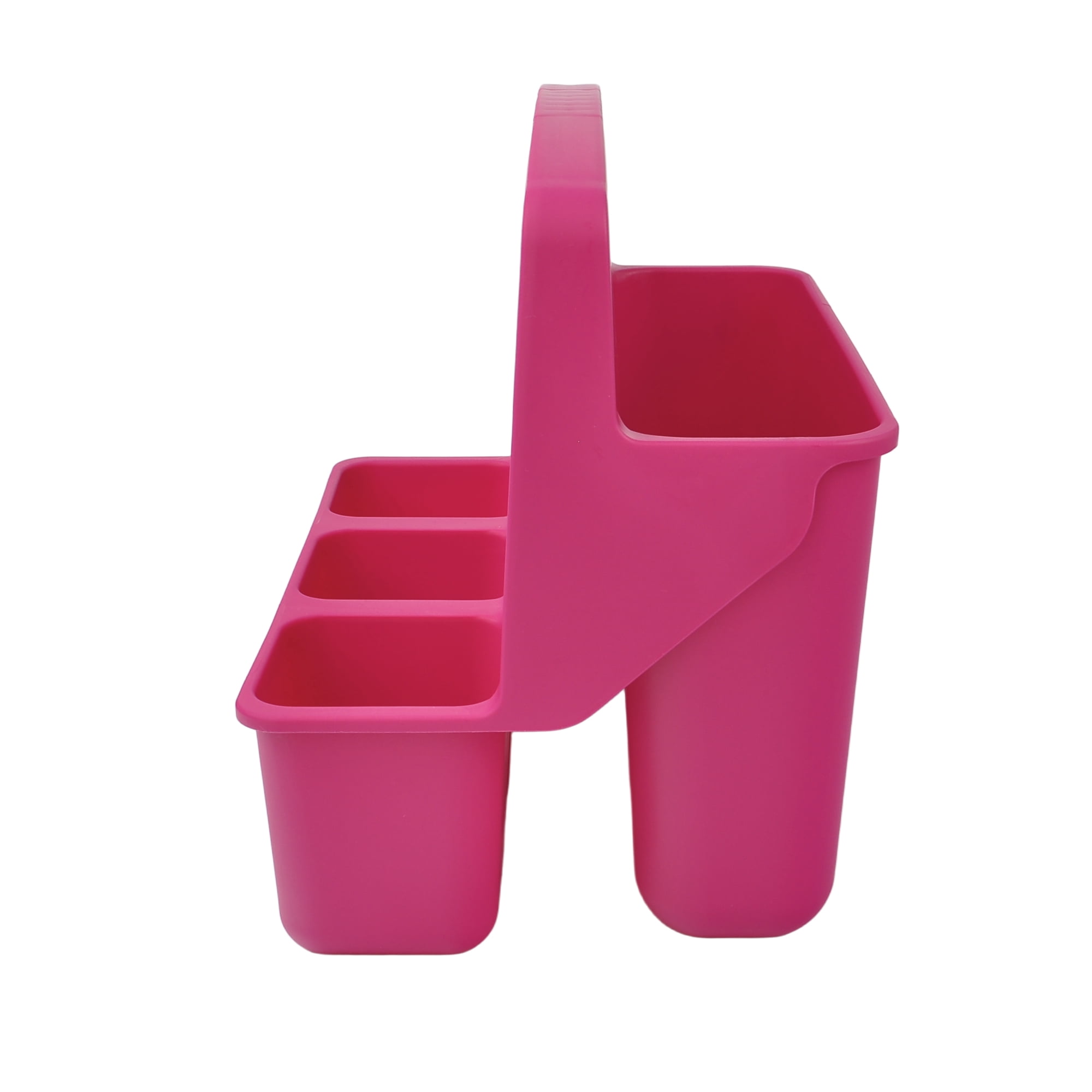 Pen+Gear 4-Compartment Plastic Supply Caddy Desk Organizer, Pink