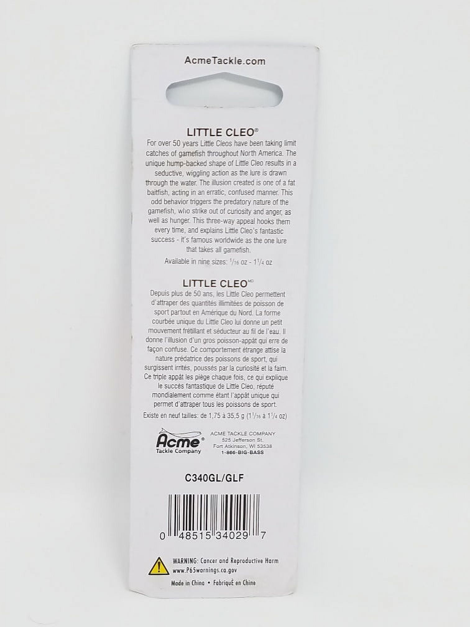 Acme Tackle Little Cleo Fishing Spoon Glow & Fluorescent 3/4 oz.