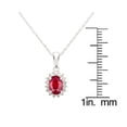 thumbnail image 2 of 10k White Gold Oval Ruby and Diamond Halo Necklace, 2 of 4