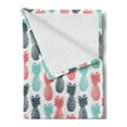 thumbnail image 2 of Pineapple Soft Flannel Fleece Throw Blanket, Summer Island Tropic Fruit Pattern Stamped Minimal Backdrop Pop Art, Cozy Plush for Indoor and Outdoor Use, 70" x 90", Turquoise White Coral, by Ambesonne, 2 of 5