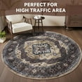 thumbnail image 5 of 6 ft Round Rugs for Living Room Bedroom Rug Circle Area Rug for Dining Room Table Throw Vintage Circular Rugs Washable Soft Comfortable Brown Taupe, 5 of 12