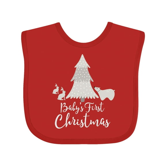 Inktastic Babys First Christmas Scandinavian Tree Boys or Girls Baby Bib