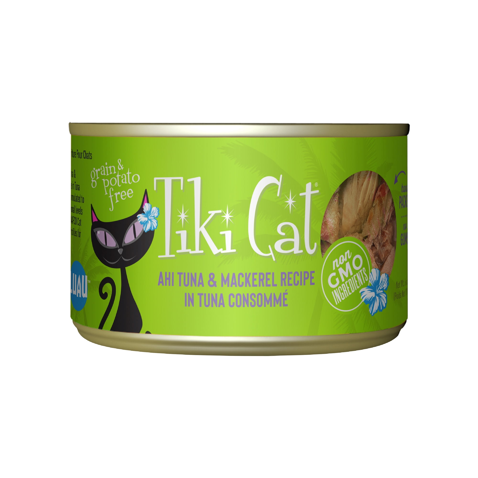 (6 pack) Tiki Cat Luau Wet Cat Food, Ahi Tuna, & Mackerel, 6 oz. Can