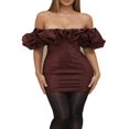 thumbnail image 1 of POINTERTECK Robe de Soirée pour Femmes Classique Couleur Unie à Volants Sans Bretelles Dos Nu Robe Formelle Noire TG, 1 of 7