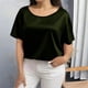 thumbnail image 4 of Camiseta Casual de Cuello Redondo de Color Sólido, Camisetas de Verano de Tamaño Más de las Mujeres para el Uso Diario, 4 of 6