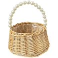 thumbnail image 1 of wonima44 Flower Girl Basket, Small Wicker Flower Girl Baskets with Pearl Handle, Boho Rustic Flower Girl Basket for Wedding, Basket for Flower Girl Proposal Party,Picnic Storage Baskets (Brown), 1 of 1