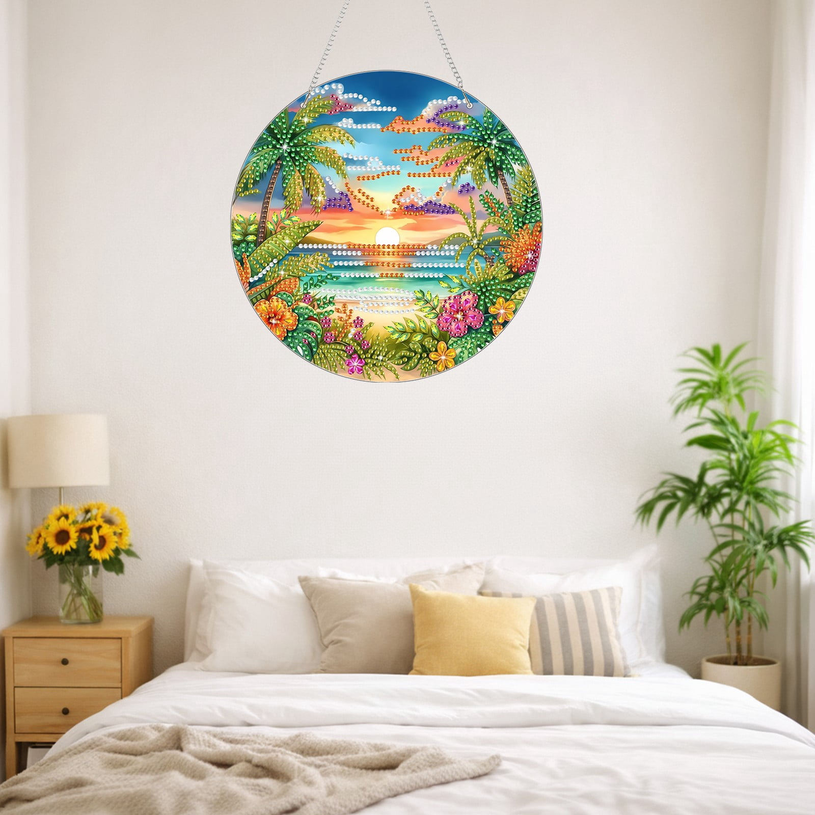 FLOPESN 2PCS DIY Diamond Art Kits,Spring Painting Sea Style, 8.27*8.27in Diamond Painting Pendant, Creative Design Wall Decor