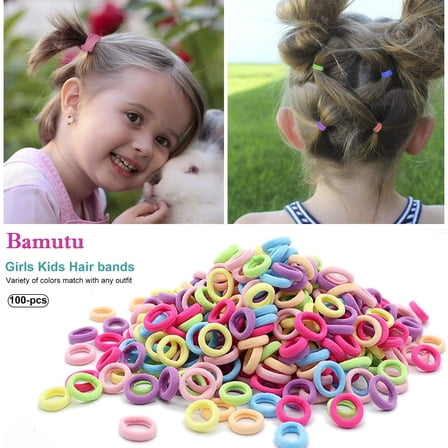 Monebena 100 Pieces Cotton Hair Ties Elastic Hair Ties Mini Hair BandsSoft Ponytail Holder Hair Accessories for Baby Kids Girls Multicolored