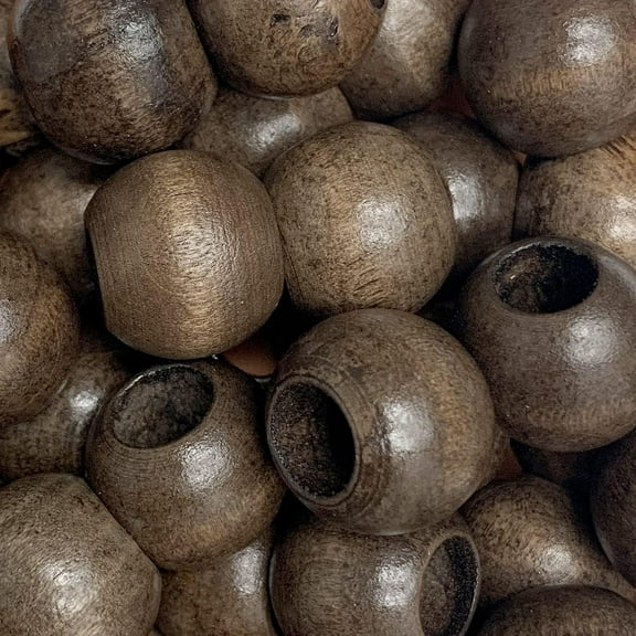 50 Pcs, 20mm Dark Wooden Beads Large Hole, Macrame Beads for 8mm Cord, Crafts, Farmhouse Décor Beads, Jewelry Making by CraftySticks (20mmBrown)
