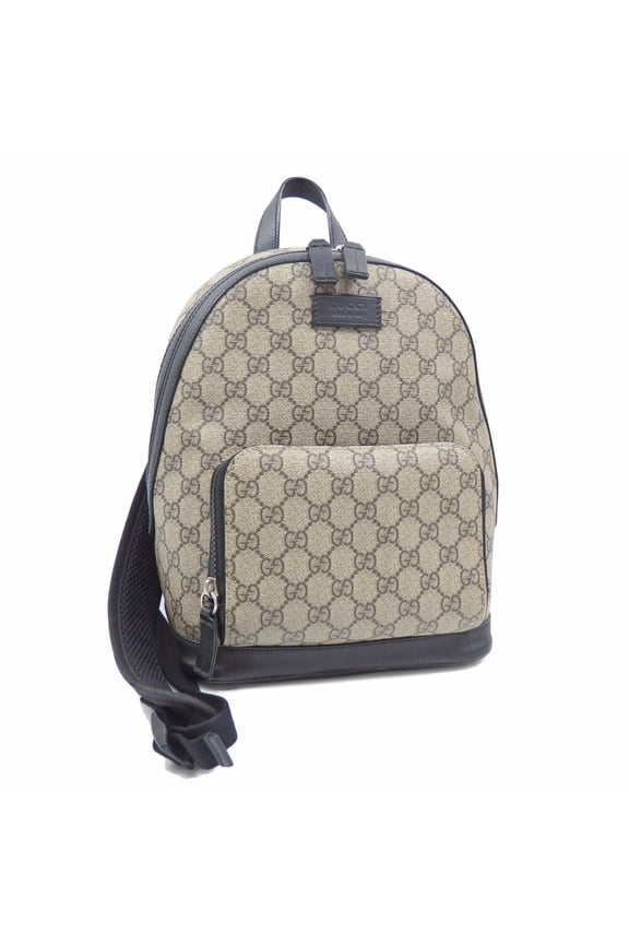 Pre-Owned Gucci GG Supreme Backpack for Women, Beige, Black, PVC, and Leather, 429020 (Good)