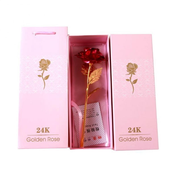 24k Gold Plated Rose With Love Holder Box Gift Valentine's Day Mother's Day Wedding Gift Artificial Flower Gold Dipped Rose HomeUnited States Gao Jinjia LED