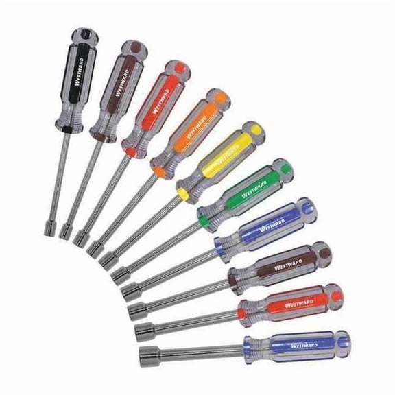 Westward Solid Round Shank Nut Driver Set 401L16