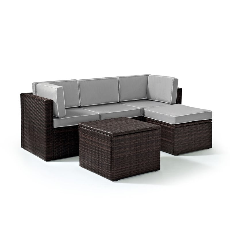 Crosley Palm Harbor 5 Piece Wicker Patio Sofa Set With Gray 5 Piece Wicker Patio Sofa Set