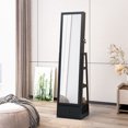 thumbnail image 7 of Swivel Jewelry Cabinet with Lights,Touch Screen Vanity Mirror Standing Mirror Jewelry Armoire with Full Length Mirror and Organized Storage Black, 7 of 7