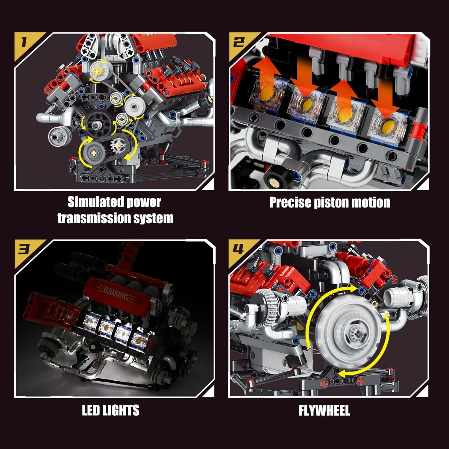 GZBrick V8 Engine Building Sets 8-Cylinder Visible