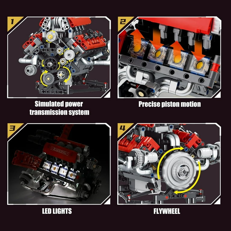 GZBrick V8 Engine Building Sets 8-Cylinder Visible