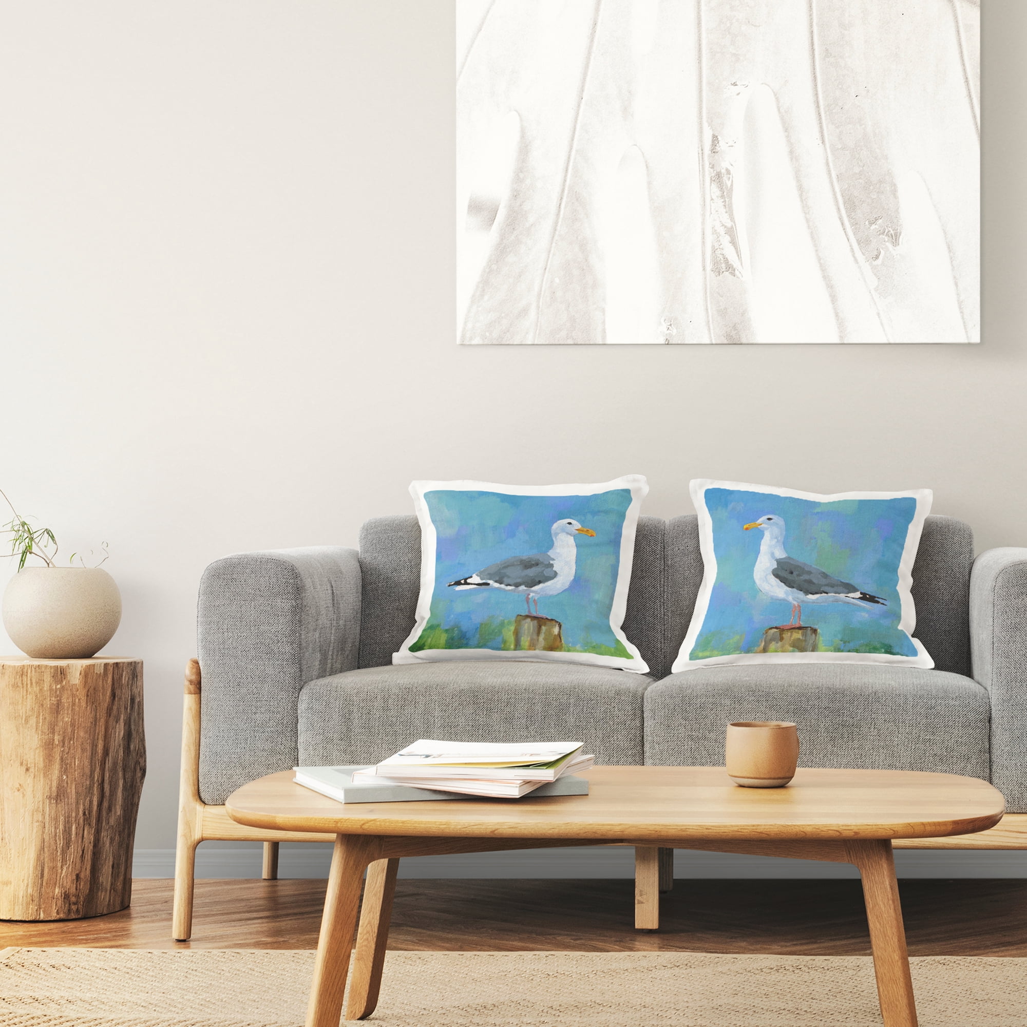 Stupell Industries Seagulls on Seaside Dock Square Decorative Printed Throw Pillow, 18 x 18, Set of 2