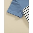 thumbnail image 6 of Suealasg 2Pcs Toddler Boys Summer Clothes 6M 12M 18M 24M 3T Baby Boys Casual Beach Outfits Short Sleeve Stripe Print T-Shirt and Elastic Shorts Set, 6 of 8