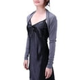 thumbnail image 2 of HDE Women's Bolero Long Sleeve Cardigan Shrug (Dark Charcoal Grey, X-Large), 2 of 3
