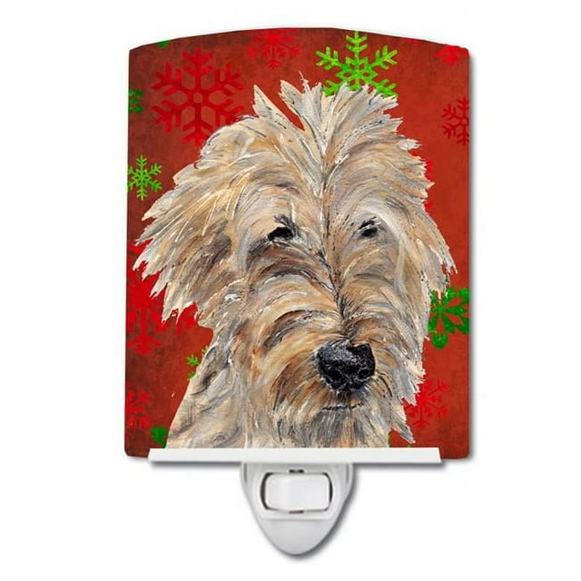 Carolines Treasures SC9591CNL Golden Doodle Red Snowflakes Holiday Ceramic Night Light