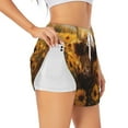 thumbnail image 1 of Balery Cute Cow Sunflower Field Pantalones cortos deportivos para mujer con forro y dos bolsillos, elásticos, para entrenamiento, gimnasio, yoga-Small, 1 of 7