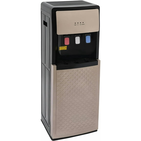 Convenient Bottom Loading Water Hot Cold & Cool Dispenser, 110V Hot and Cold Water Dispenser, Floor Standing Water Coolers with Protection System for Offices, Homes, Gyms, Champagne Gold Color